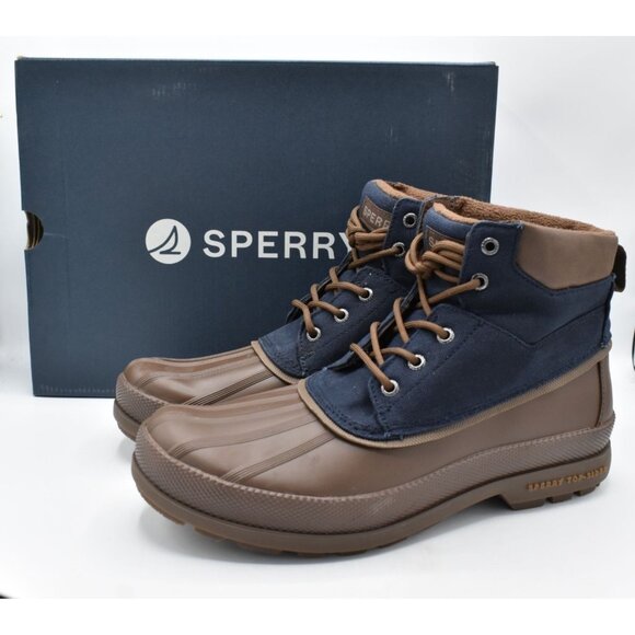 Sperry Mens Size 10 Saltwater Brown Navy Water-Resistant Wax Chukka Duck Boots - Picture 1 of 10